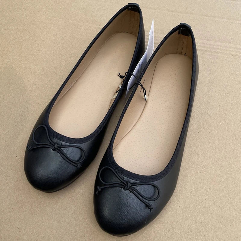 Bow Ballet Flats | Round Toe Slip-On Shoes | Classic Comfortable Casual Dress Flats