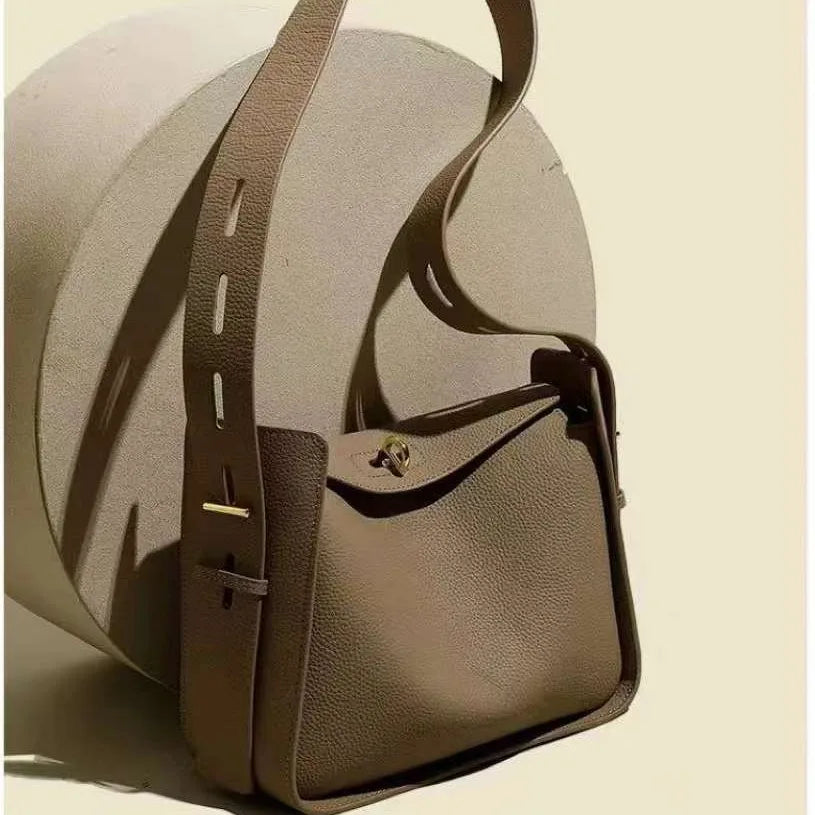 Women's Brown Shoulder Bag, Elegant Leather Crossbody Handbag, Structured Satchel Purse with Adjustable Strap for Work & Everyday Use