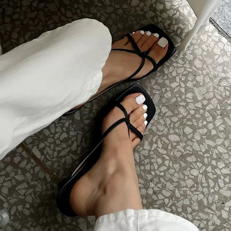 Minimalist Strappy Heels | Square Toe Slingback Sandals | Thin Strap High Heel Dress Shoes