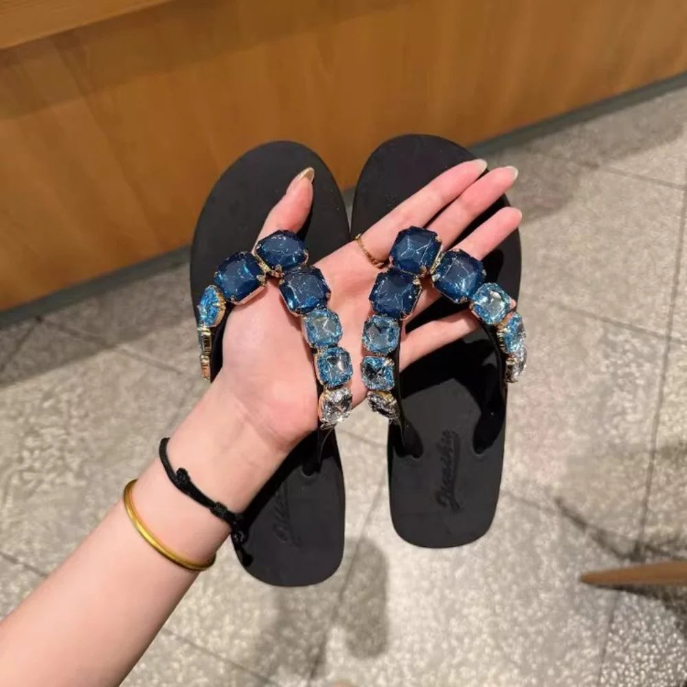 Beaded Flip Flops | Jeweled Thong Sandals | Boho Casual Summer Beach Shoes