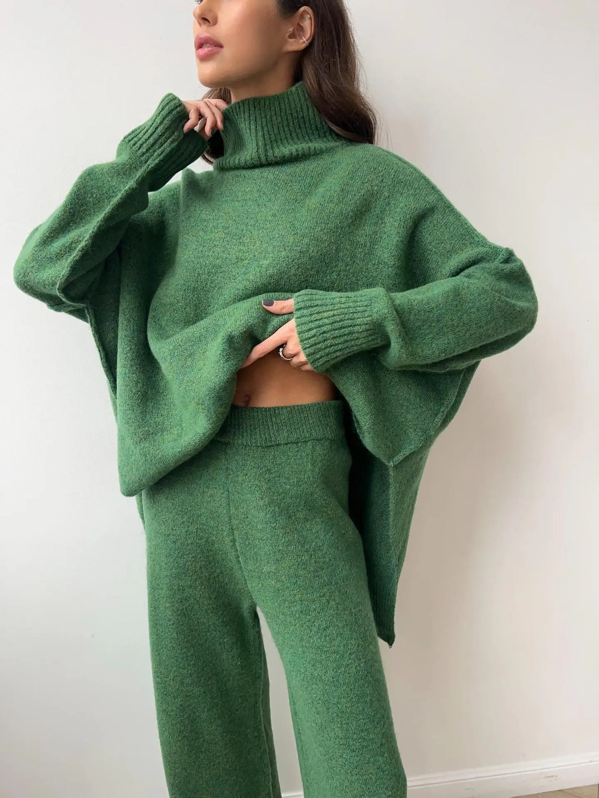 Oversized Knit Sweater & Wide Leg Pants Co-Ord Set | Cozy Two Piece Lounge Outfit | Chic Fall & Winter Matching Set
