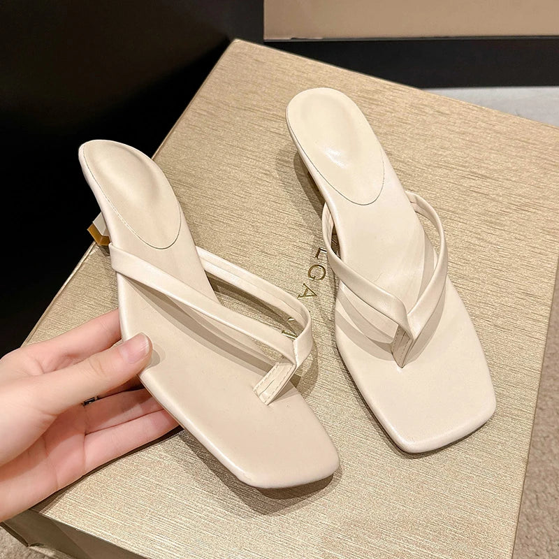 Square Toe Slingback Sandals | Low Heel Strappy Mules | Minimalist Casual Dress Shoes