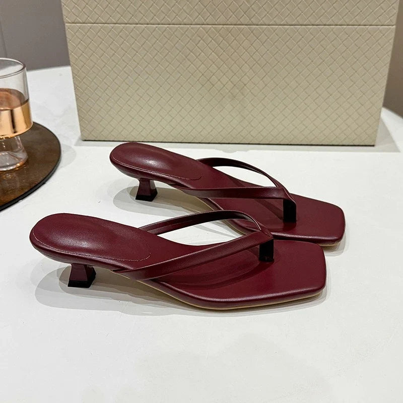 Square Toe Slingback Sandals | Low Heel Strappy Mules | Minimalist Casual Dress Shoes