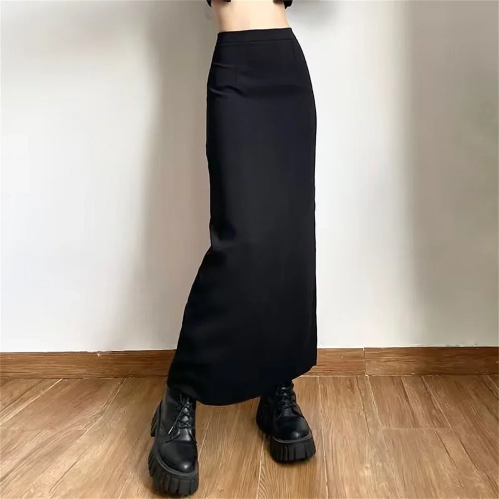 High Waisted Maxi Skirt Bodycon Long Pencil Skirt Stretch Fitted Floor Length Casual Streetwear Minimalist Bottomwear