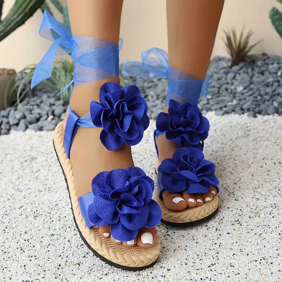 Floral Espadrille Sandals | Flower Ankle Tie Wedges | Romantic Summer Platform Shoes