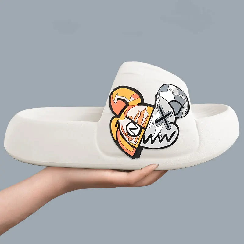 Graphic Slide Sandals | Cushioned Platform Slides | Fun Printed Casual Summer Slippers