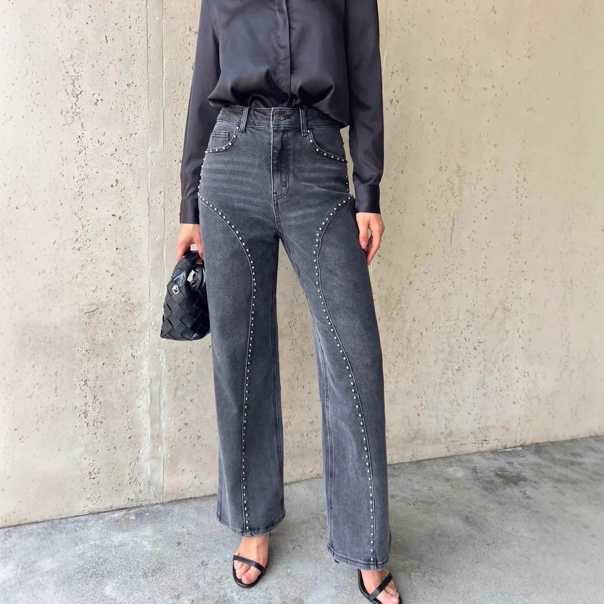 High Waisted Flare Jeans Slim Fit Bootcut Denim Pants Stretchy Flared Leg Full Length Casual Streetwear Trousers