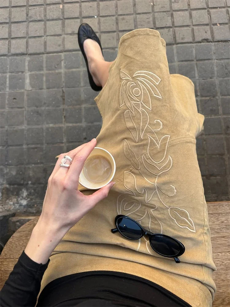 High Waisted Satin Midi Skirt Floral Print Slip Skirt Straight Fit A Line Long Skirt Elegant Casual Party Wear