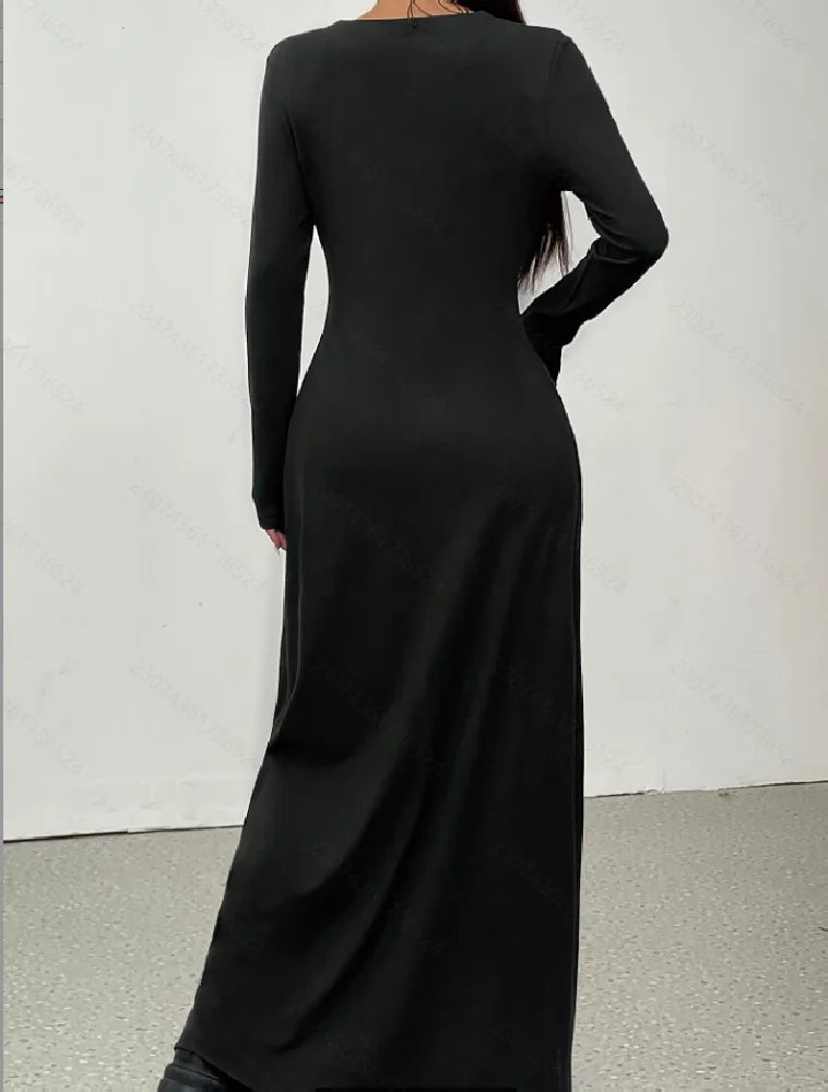 Longline Knit Cardigan, Open Front Maxi Sweater with Fitted Sleeves and Side Slit, Elegant Layering Jacket for Date Nights