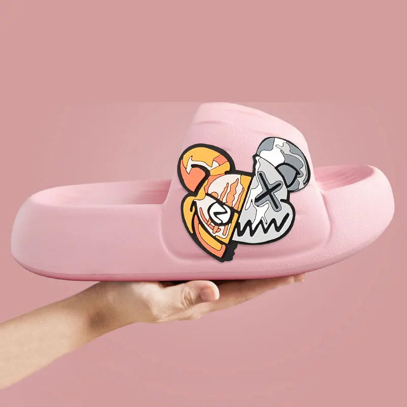 Graphic Slide Sandals | Cushioned Platform Slides | Fun Printed Casual Summer Slippers