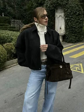 Women's Oversized Shirt Jacket, Relaxed Collared Button-Up Jacket, Casual Lightweight Fall Outerwear