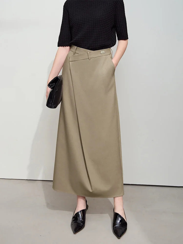High Waisted Maxi Skirt Straight Fit Long Skirt Tailored Pencil Silhouette Side Slit Minimalist Office Casual Wear