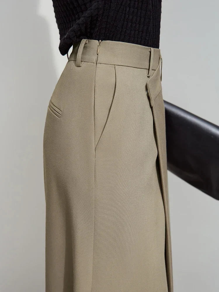 High Waisted Maxi Skirt Straight Fit Long Skirt Tailored Pencil Silhouette Side Slit Minimalist Office Casual Wear