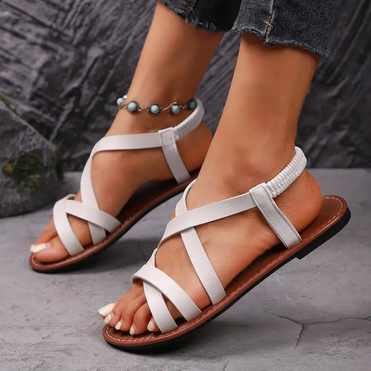 Strappy Flat Sandals | Criss Cross Toe Loop Shoes | Casual Summer Beach Vacation Sandals