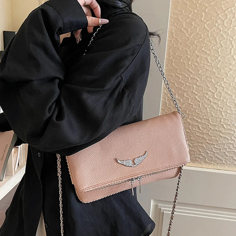 Vintage Crossbody Bag, Compact Flap Shoulder Purse with Chain Strap, Minimalist Small Messenger Handbag for Travel, Dates & Everyday Use