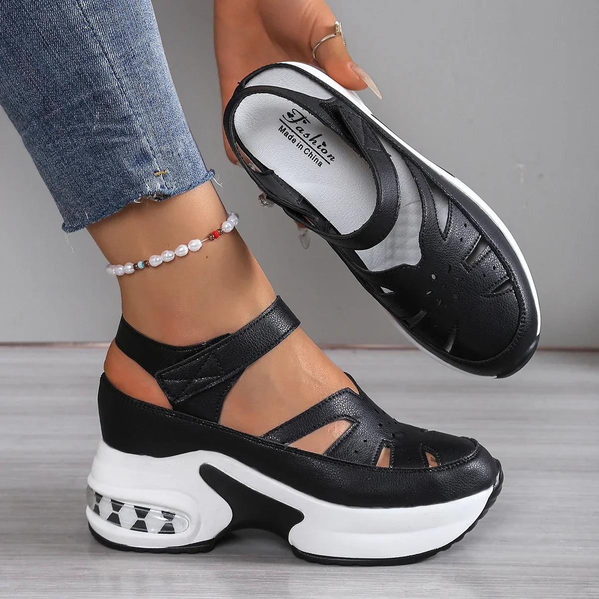 Mary Jane orthopaedic Platform Sneakers | Strappy Walking Shoes | Comfortable Casual Chunky Sole Sneakers