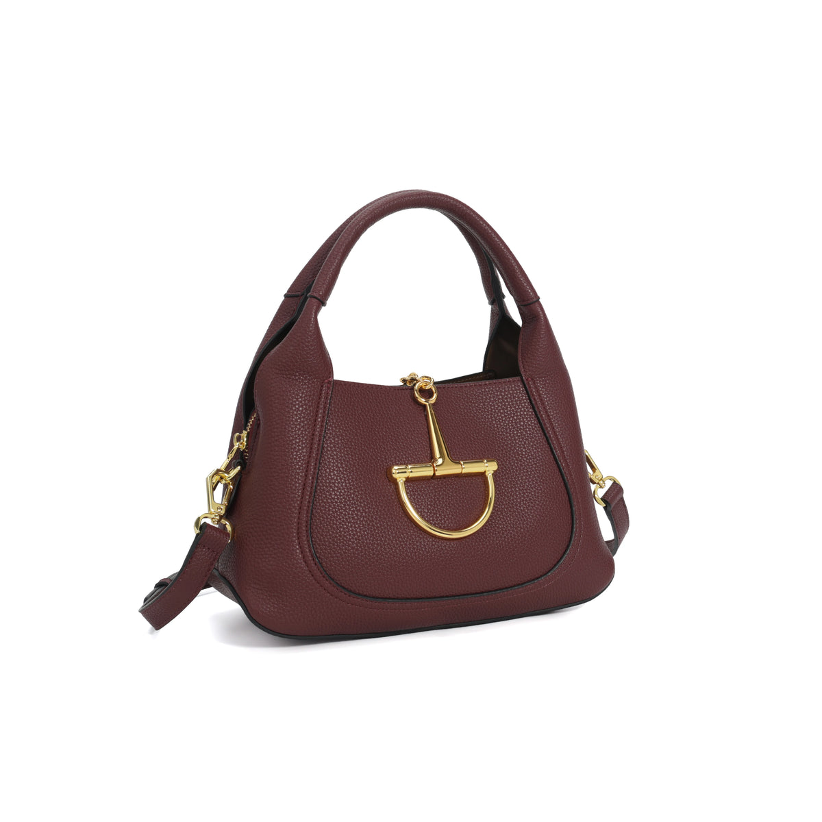 Structured Top Handle Handbag, Elegant Satchel with Adjustable Shoulder Strap & Statement Metal Detail, Classic Purse for Work, Dates & Everyday Use