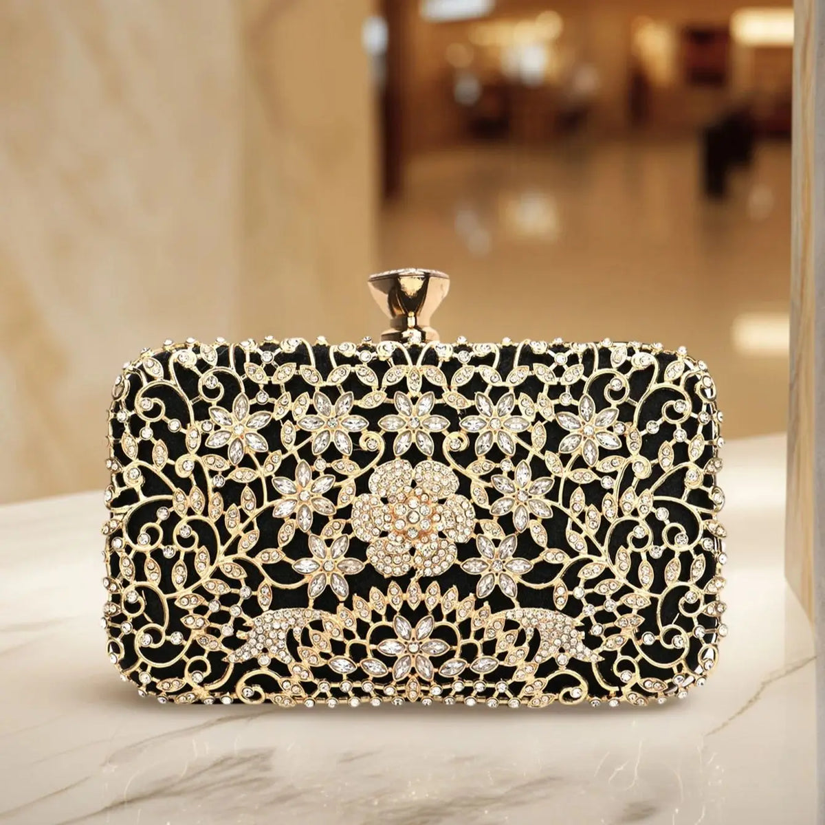 Embellished Evening Clutch Bag, Ornate Beaded Handbag with Vintage Frame Closure, Elegant Formal Purse for Weddings, Parties & Special Occasions