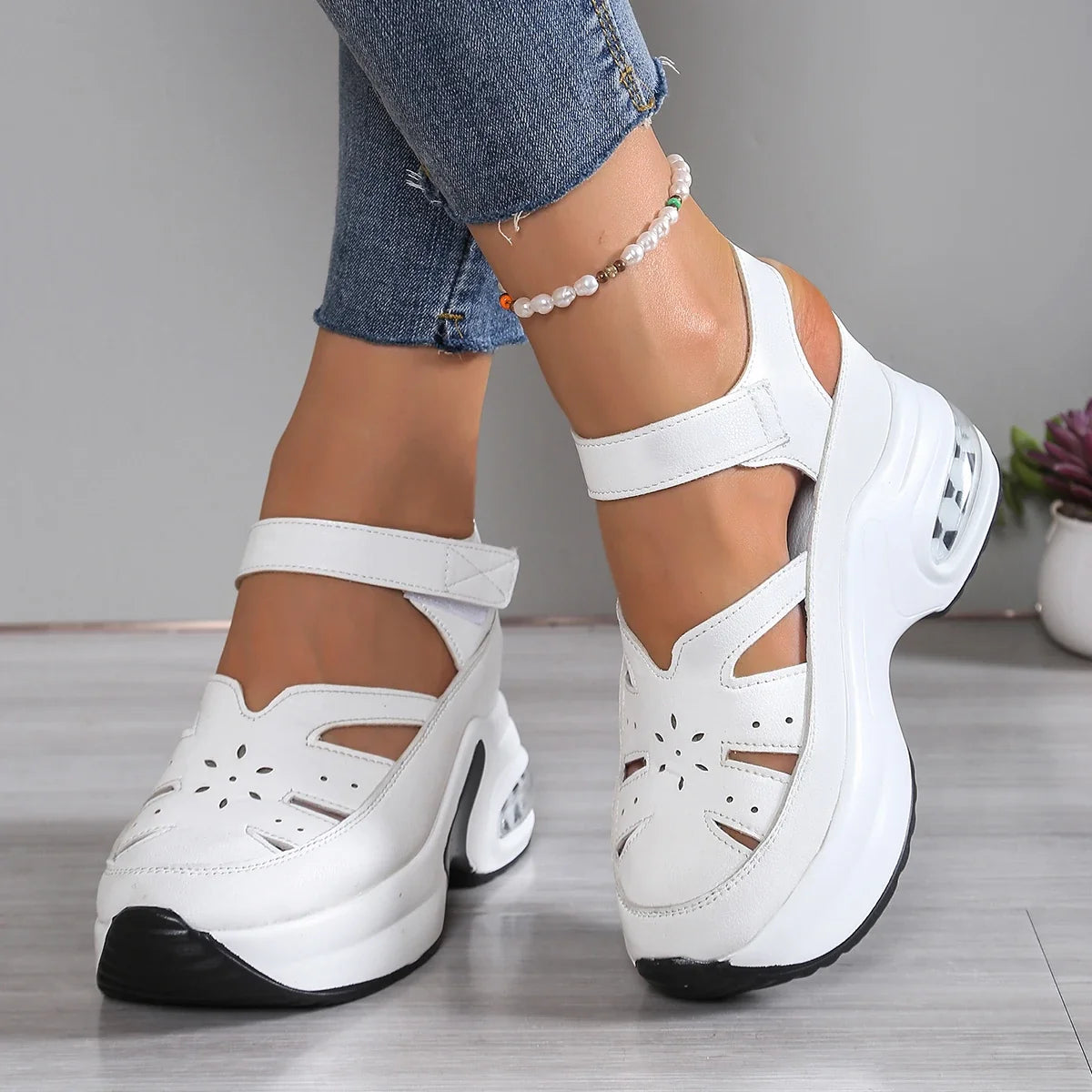 Mary Jane orthopaedic Platform Sneakers | Strappy Walking Shoes | Comfortable Casual Chunky Sole Sneakers