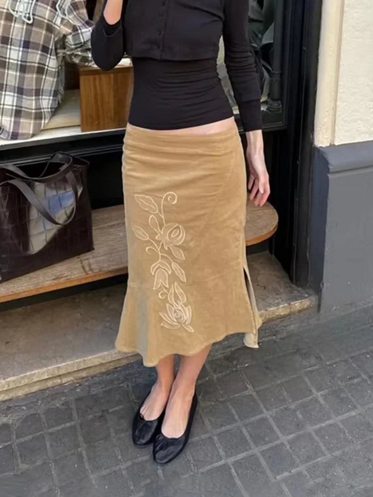 High Waisted Satin Midi Skirt Floral Print Slip Skirt Straight Fit A Line Long Skirt Elegant Casual Party Wear