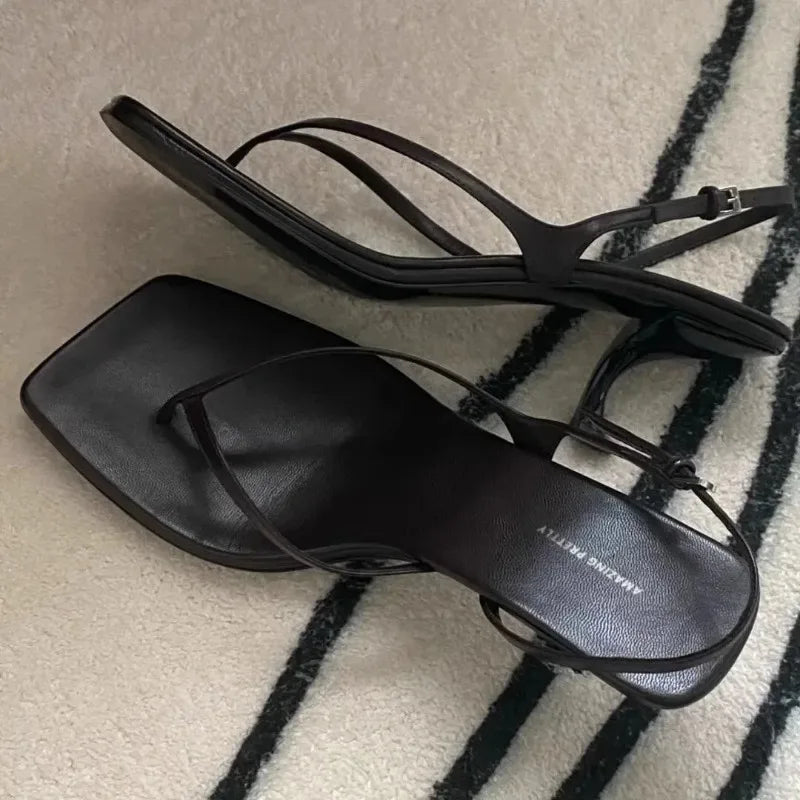 Square Toe Strappy Heels | Minimalist Slingback Sandals | Thin Strap Dress Shoes