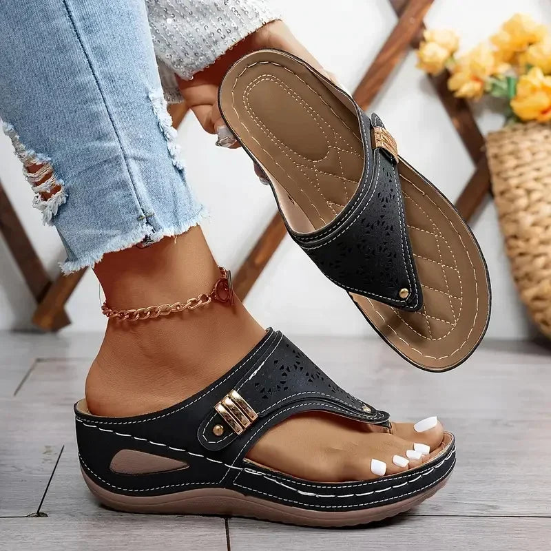 Wedge orthopaedic Thong Sandals | Ankle Strap Platform Sandals | Comfort Casual Summer Shoes