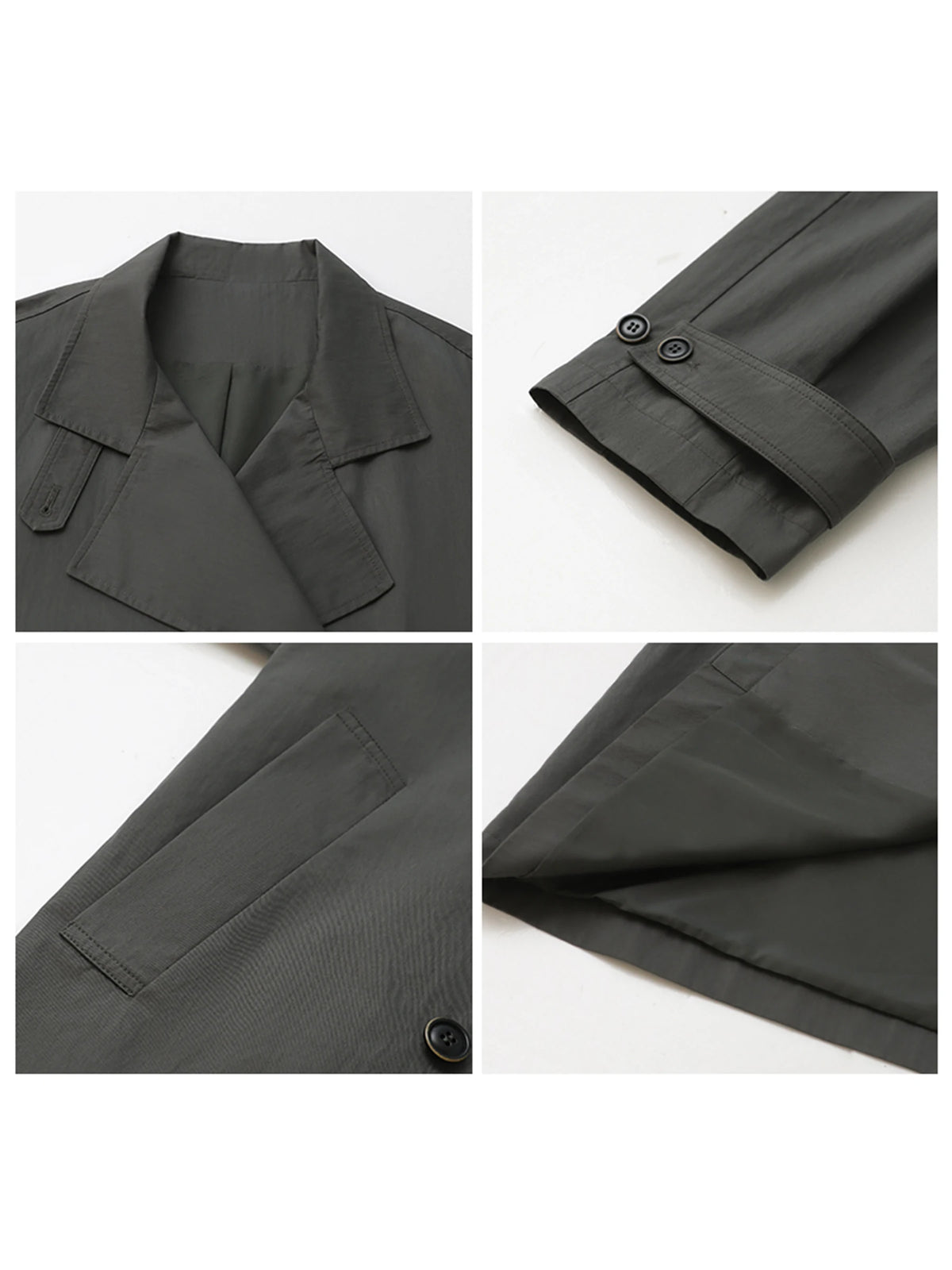 Classic Double-Breasted Trench Coat, Longline Coat with Wide Lapels and Adjustable Cuffs, Elegant Minimalist Transitional Outerwear