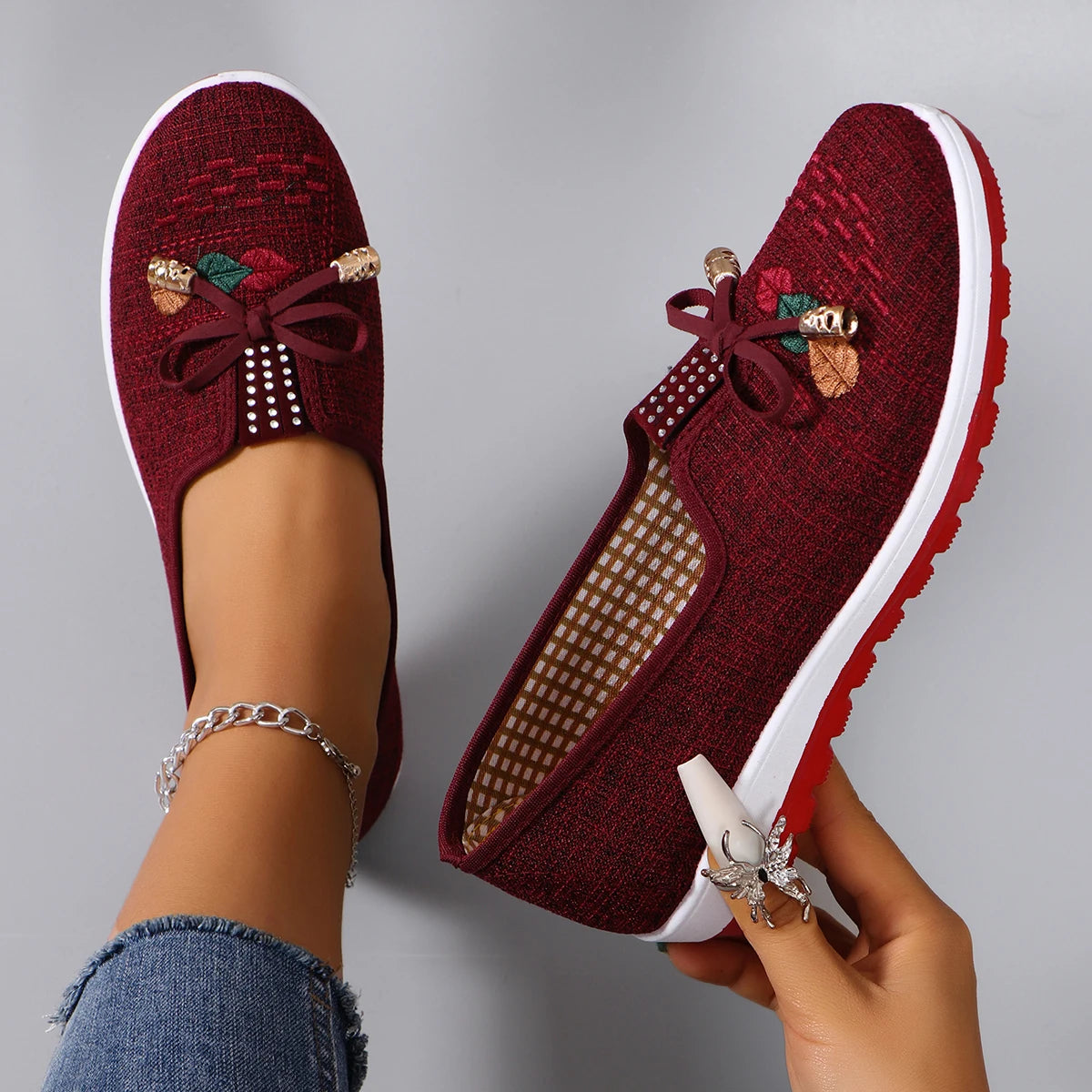 Bow Wedge Sneakers | Casual Lace Up Platform Shoes | Comfortable Slip On Walking Shoes