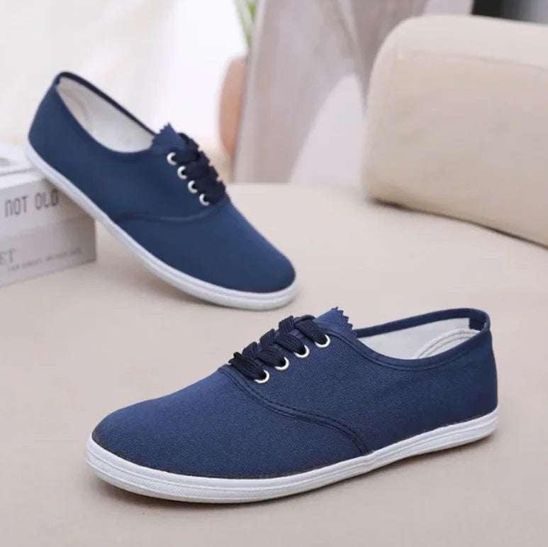 Canvas Lace Up Sneakers | Casual Low Top Shoes | Lightweight Everyday Walking Travel Sneakers
