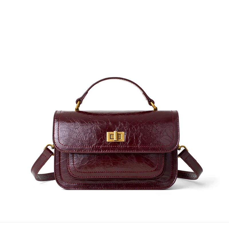 Women's Shoulder Bag, Crocodile Embossed Leather Handbag, Vintage Top Handle Crossbody Purse with Flap