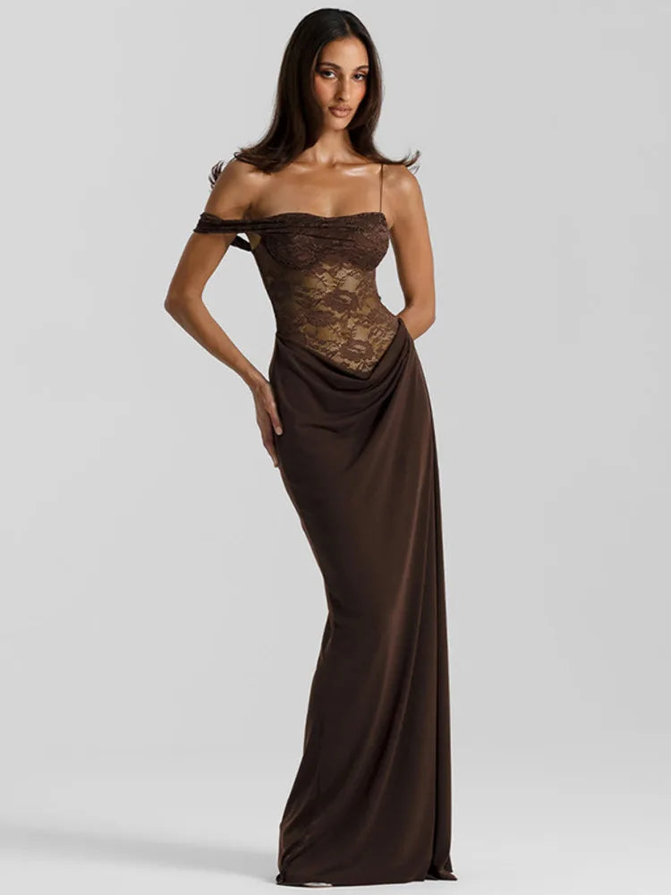 Satin Maxi Dress – Strapless Bodycon Gown with Draped Corset Bodice, Fitted Waist and Floor-Length Silhouette for Formal Events & Evenings