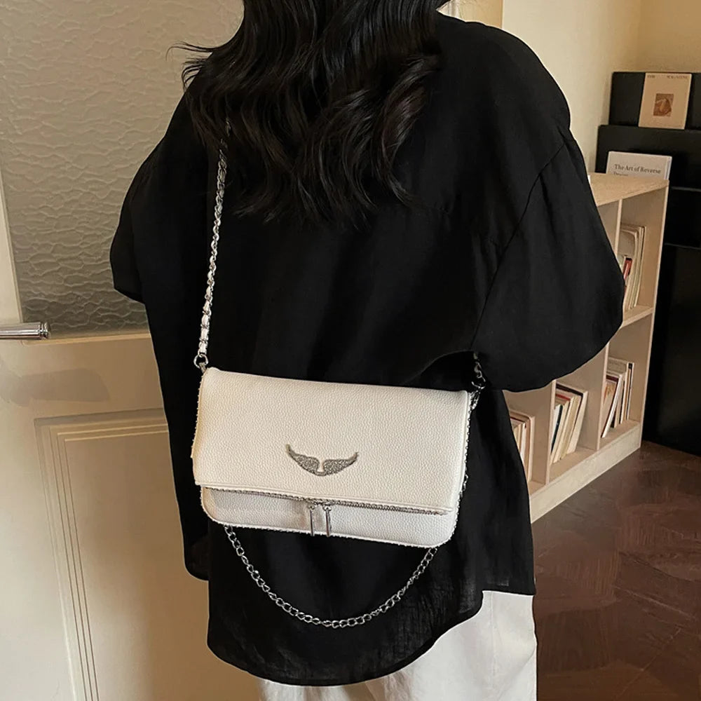Vintage Crossbody Bag, Compact Flap Shoulder Purse with Chain Strap, Minimalist Small Messenger Handbag for Travel, Dates & Everyday Use