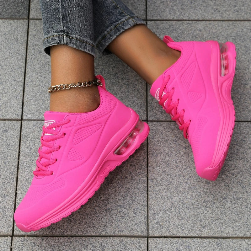 Platform Running Shoes | Cushioned Lace Up Sneakers | Lightweight Casual Athletic Walking Shoes
