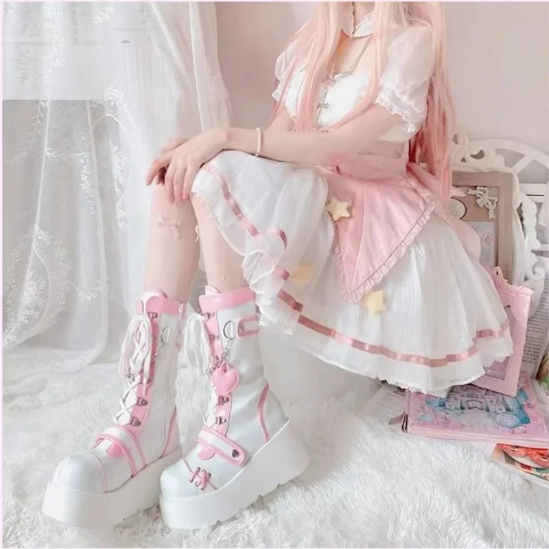 Platform Ankle Boots | Lace Up Chunky Sole Booties | Embellished Fashion Boots