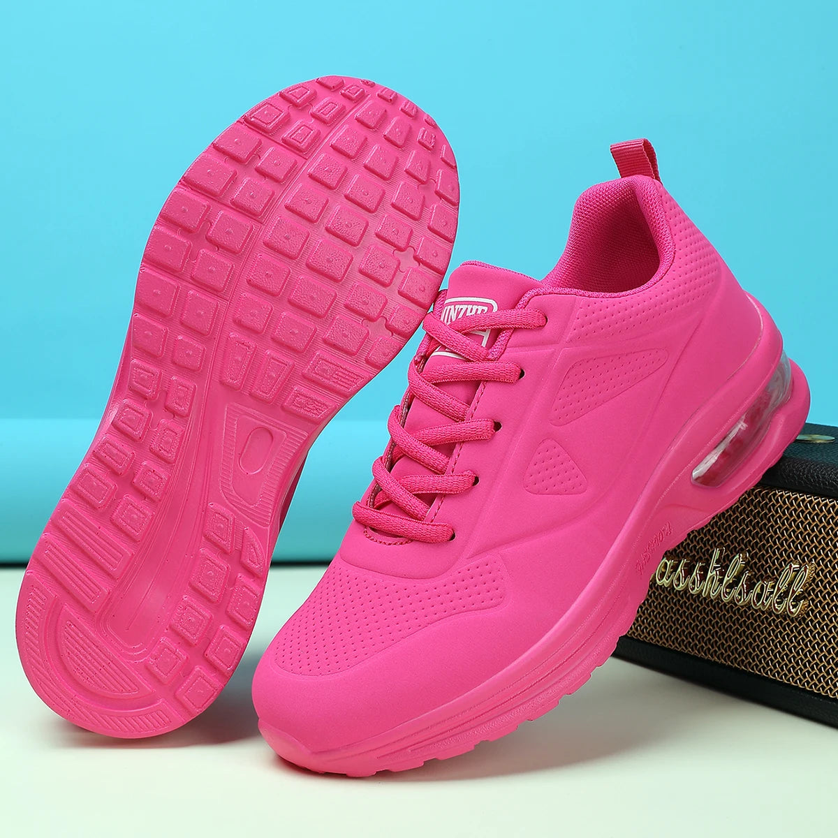 Platform Running Shoes | Cushioned Lace Up Sneakers | Lightweight Casual Athletic Walking Shoes