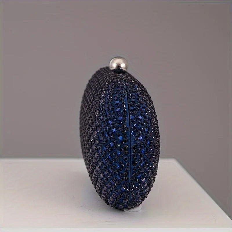 Beaded Clutch Bag, Sparkling Evening Purse with Crystal Embellished Finish, Compact Hard Case Handbag for Weddings, Parties & Formal Events