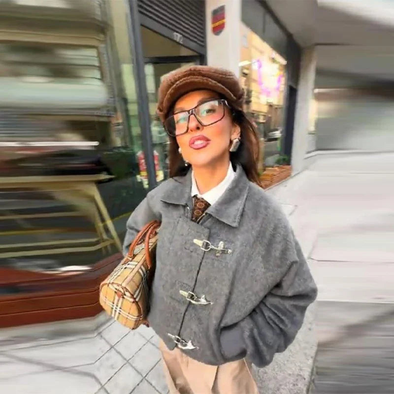 Oversized Knit Cape Jacket with Toggle Closures, Shawl Collar Cardigan Coat, Relaxed Casual Fall Outerwear