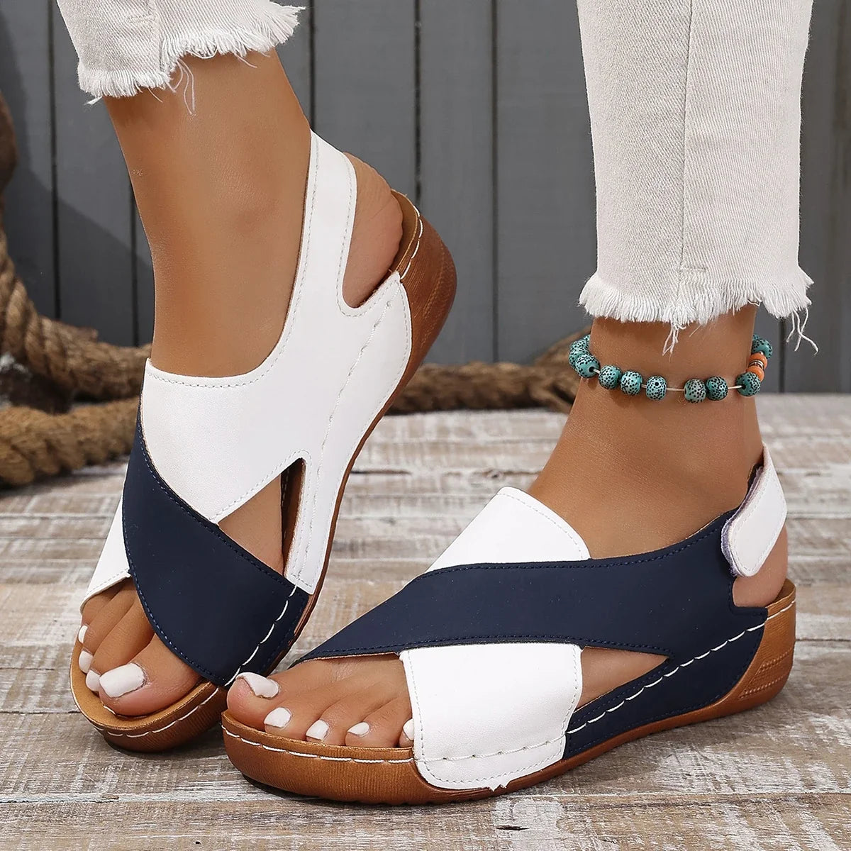 Comfortable Slingback Sandals | Open Toe Low Wedge Shoes | Casual Summer Dress Sandals