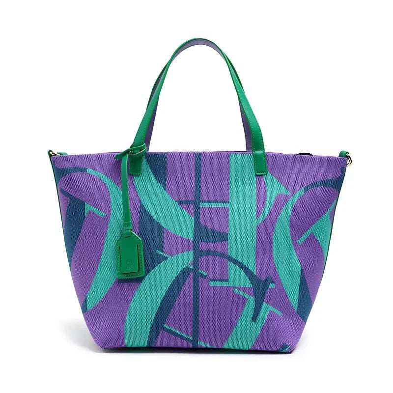 Abstract Print Tote Bag, Colorful Canvas Shoulder Handbag with Long Handles, Spacious Casual Carryall Purse for Shopping, Travel & Everyday Use