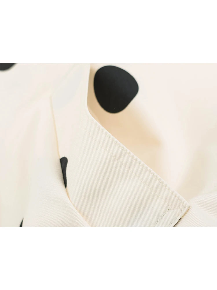 Polka Dot Windbreaker Jacket, High Neck Zip-Up Jacket with Elastic Cuffs and Drawstring Hem, Lightweight Casual Outerwear