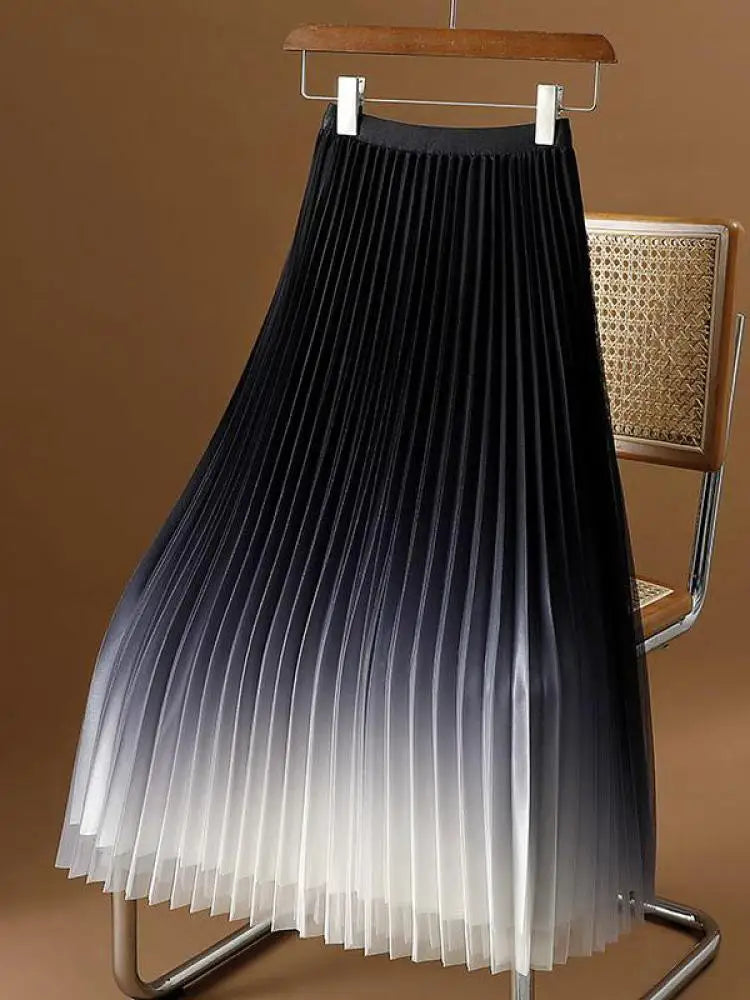 High Waisted Pleated Maxi Skirt Accordion Pleat Long Skirt Flared A Line Flowing Full Length Casual Party Wear