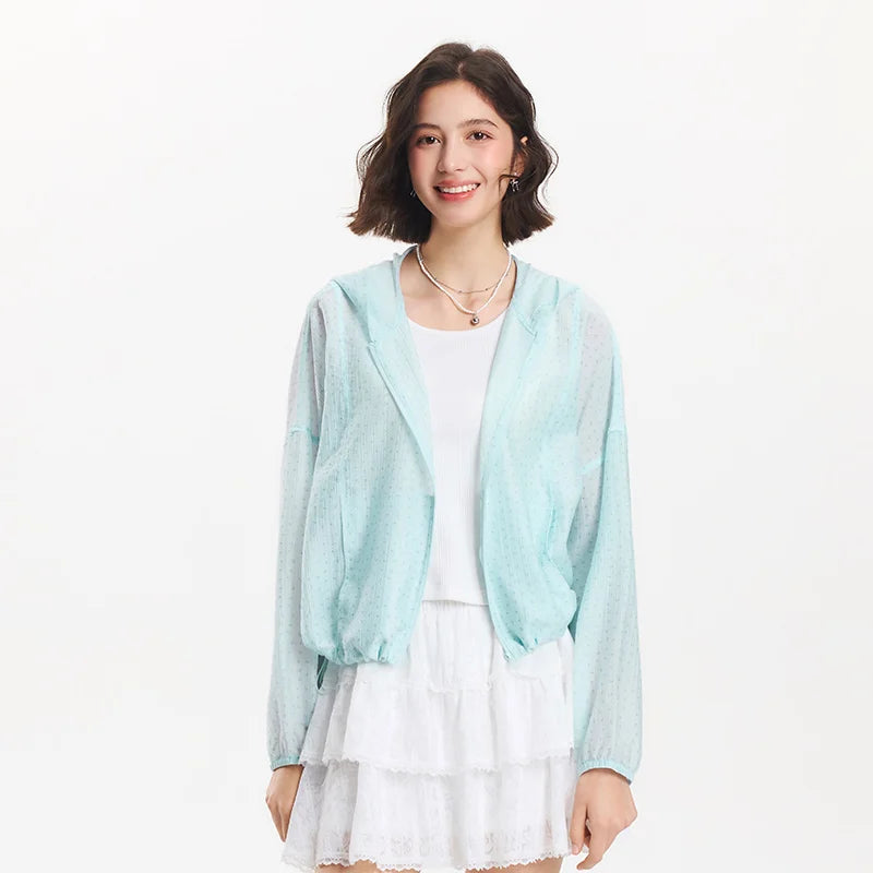 Lightweight Zip-Up Jacket, Sheer Hooded Windbreaker with Relaxed Fit and Elastic Cuffs, Casual Spring Summer Outerwear