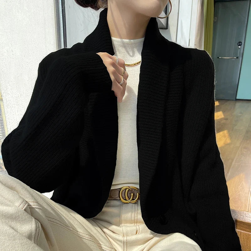 Oversized Shawl Collar Cardigan, Chunky Knit Button-Up Sweater Jacket, Relaxed Fit Cozy Fall Winter Outerwear