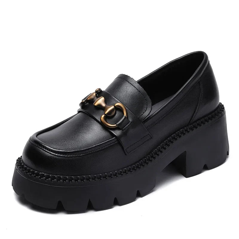 Chunky Loafers | Platform Lug Sole Slip-On Shoes | Horsebit Block Heel Dress Loafers