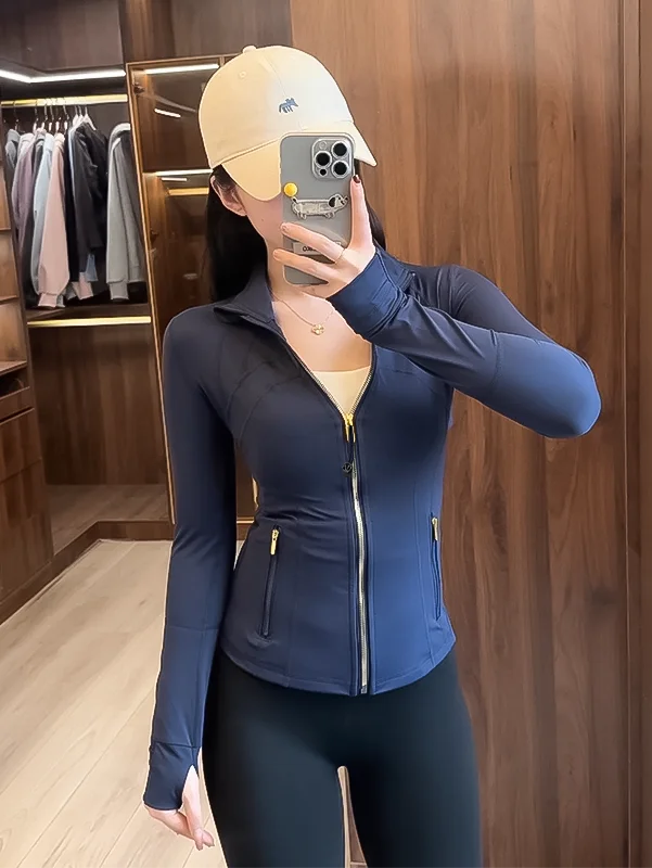 Women's Zip-Up Fitted Jacket, Slim Fit Hooded Casual Jacket, Long Sleeve Lightweight Everyday Outerwear