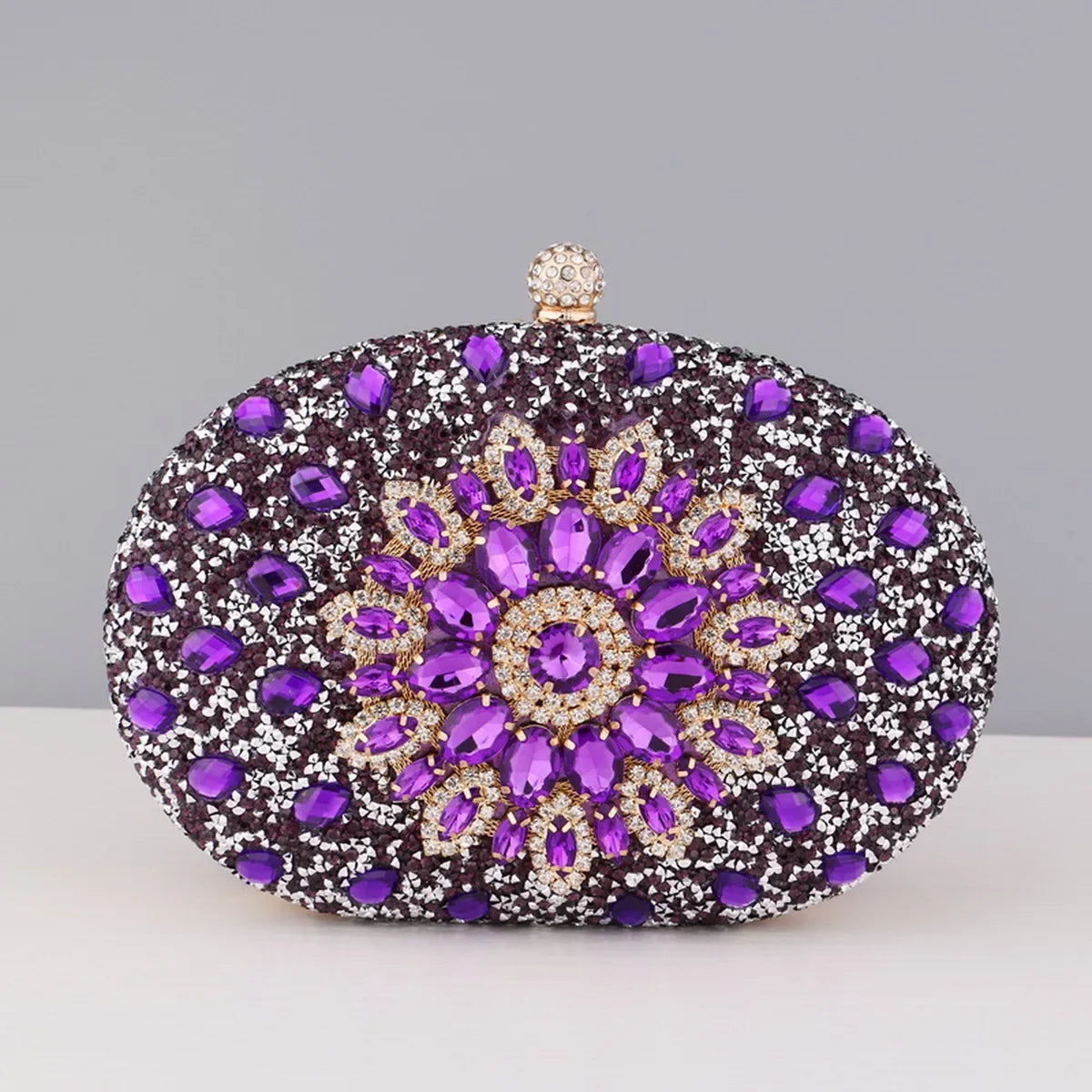 Embellished Evening Clutch Bag, Ornate Beaded Handbag with Floral Crystal Design, Elegant Frame Purse for Weddings, Parties & Special Occasions
