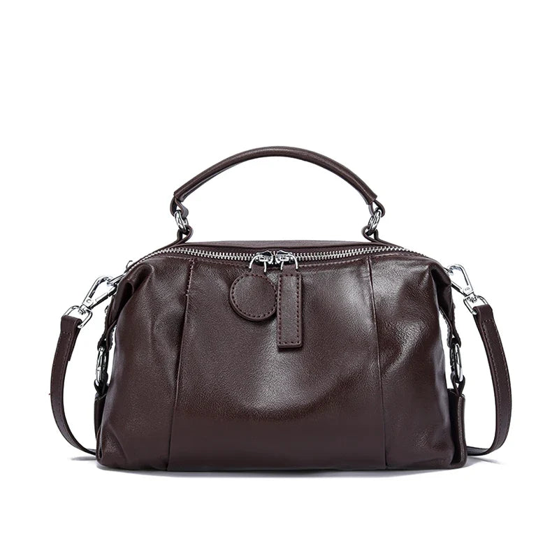 Vintage Boston Handbag, Soft Structured Shoulder Purse with Top Handle & Adjustable Crossbody Strap, Elegant Everyday Satchel for Work & Travel