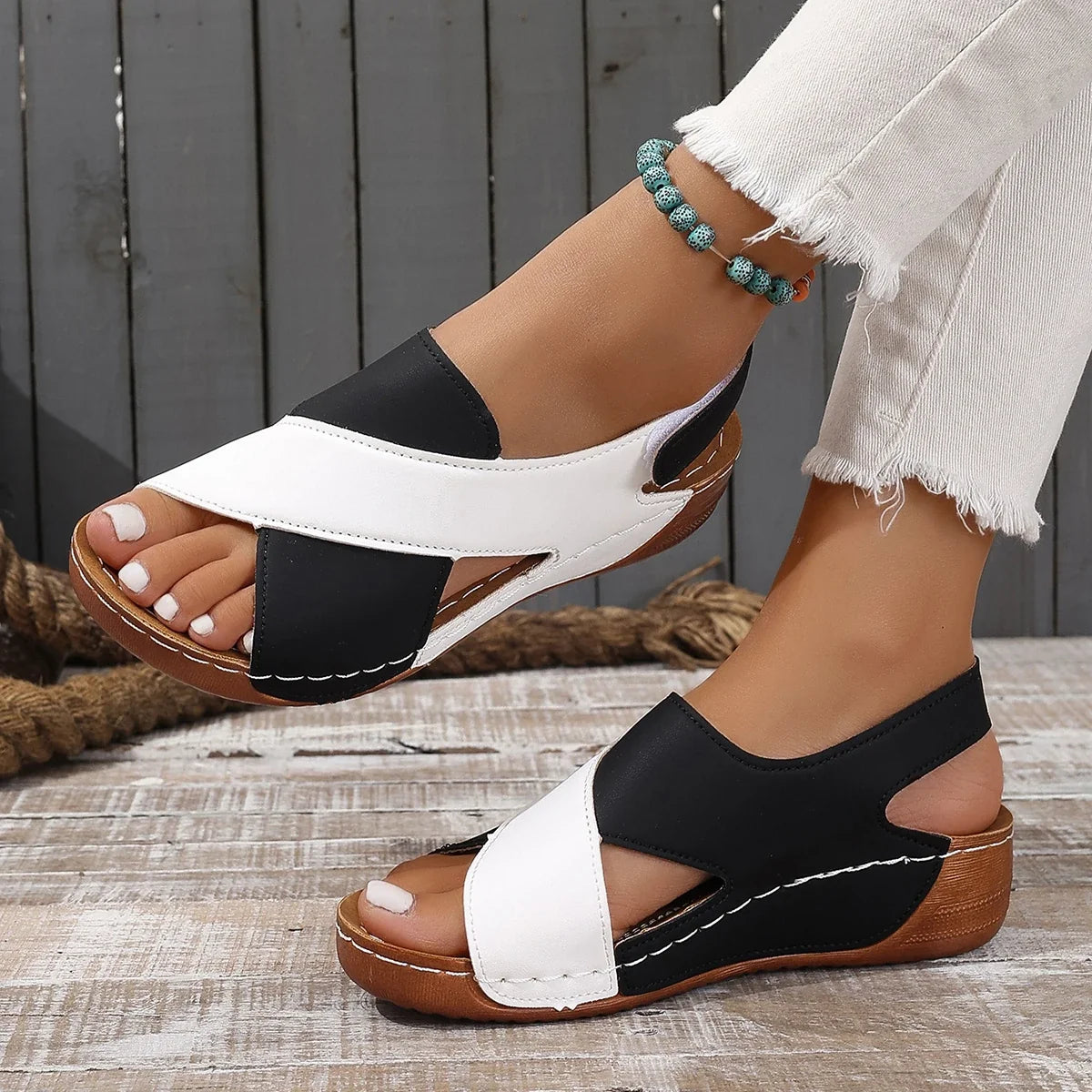 Comfortable Slingback Sandals | Open Toe Low Wedge Shoes | Casual Summer Dress Sandals