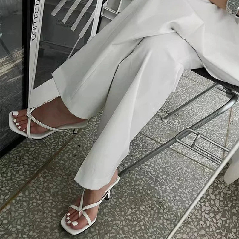 Minimalist Strappy Heels | Square Toe Slingback Sandals | Thin Strap High Heel Dress Shoes