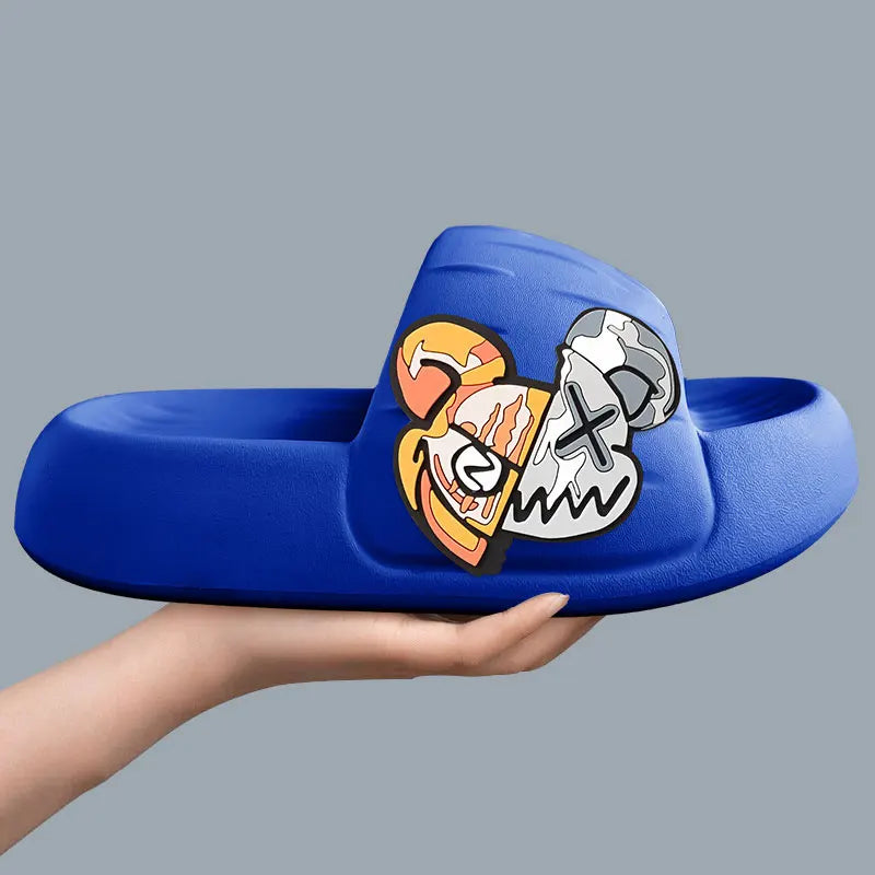 Graphic Slide Sandals | Cushioned Platform Slides | Fun Printed Casual Summer Slippers